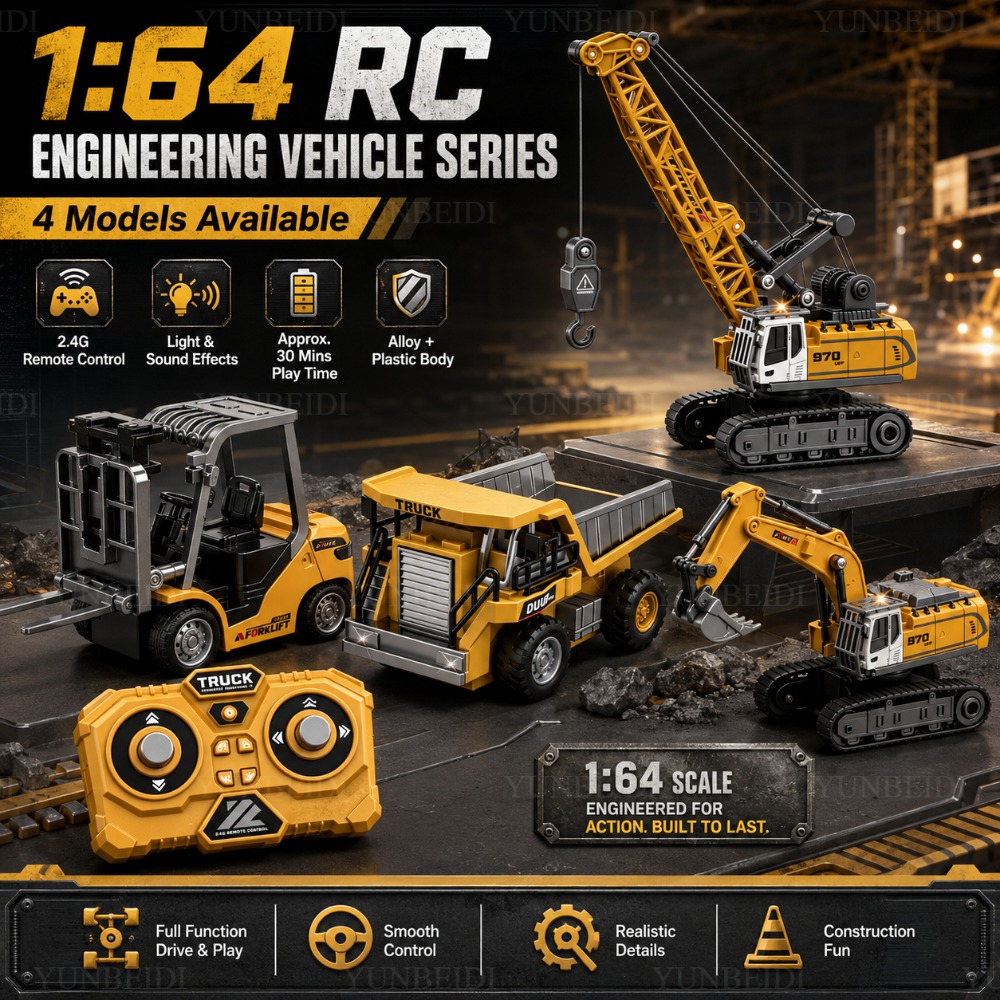Rc Excavator Hobby - Mini voiture télécommandée en alliage 1:64,