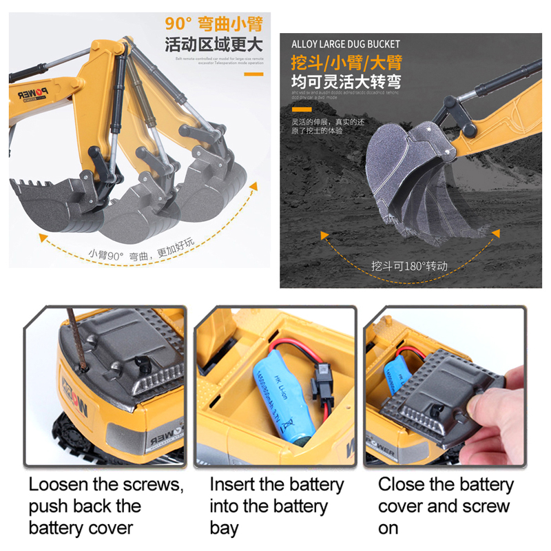 Pelle RC 2.4Ghz 6 canaux 1:24  - Rc Excavator Hobby avis et prix